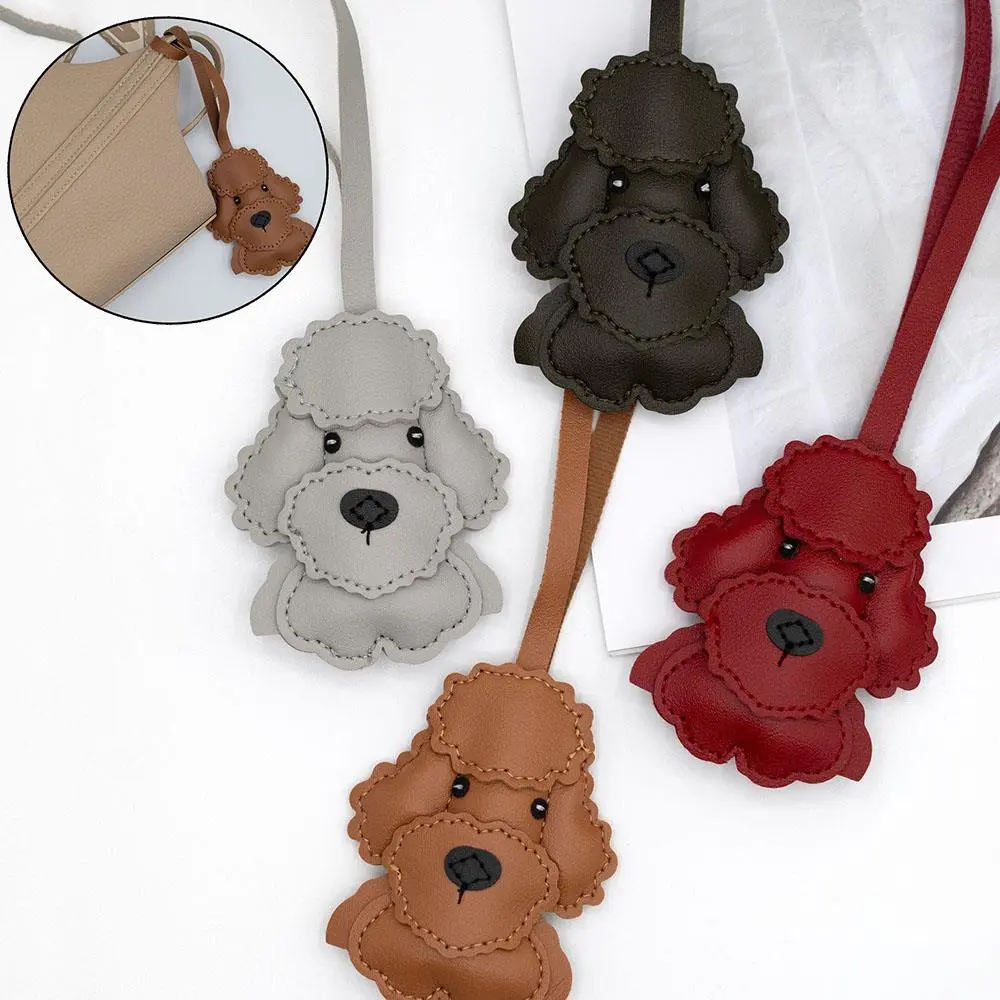 Classic Cute Puppy Teddy Dog Bag Pendant Key Chain Fashion PU Leather Animals Key Ring Fashion Handbag Decoration Accessories