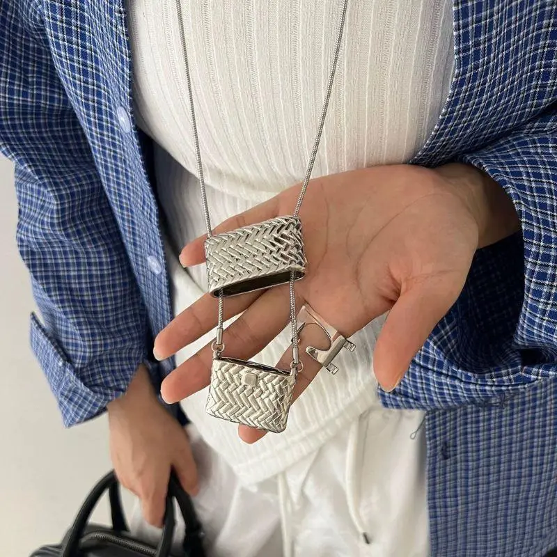 1 Set New Mini Handbag Necklace With High-End Feel, Light Luxury, Niche Women's Accessories, Long Style, Stacked Sweater Chain