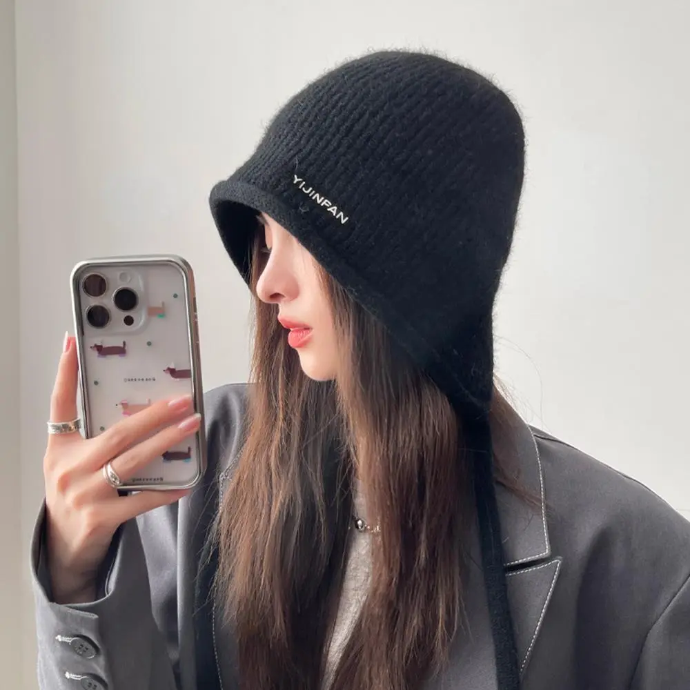 New Design Knitted Balaclava Hat Creative Bowknot Ear Hat Dacron Solid Pullover Beanies Autumn Winter Outdoor Warmer Beanies Cap