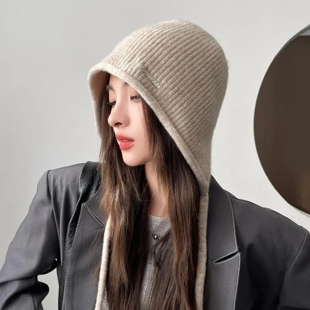 New Design Knitted Balaclava Hat Creative Bowknot Ear Hat Dacron Solid Pullover Beanies Autumn Winter Outdoor Warmer Beanies Cap