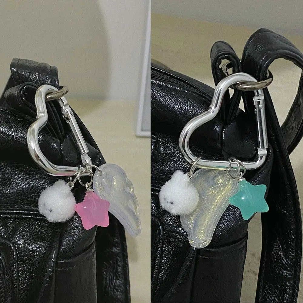 Retro Y2K Wings Japanese Magical Girl Star Keychain Unique Pink Green Design Jelly Stars Creative Couple Gifts Backpack Charm