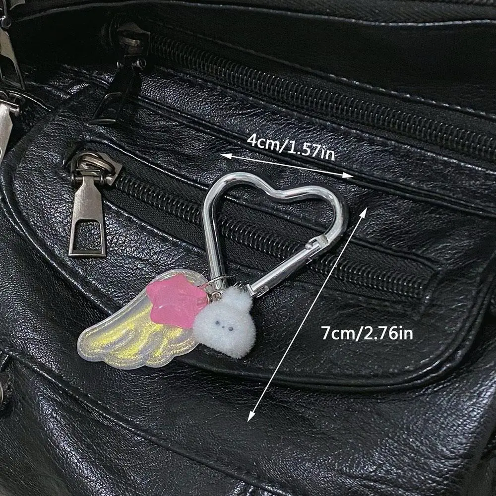 Retro Y2K Wings Japanese Magical Girl Star Keychain Unique Pink Green Design Jelly Stars Creative Couple Gifts Backpack Charm