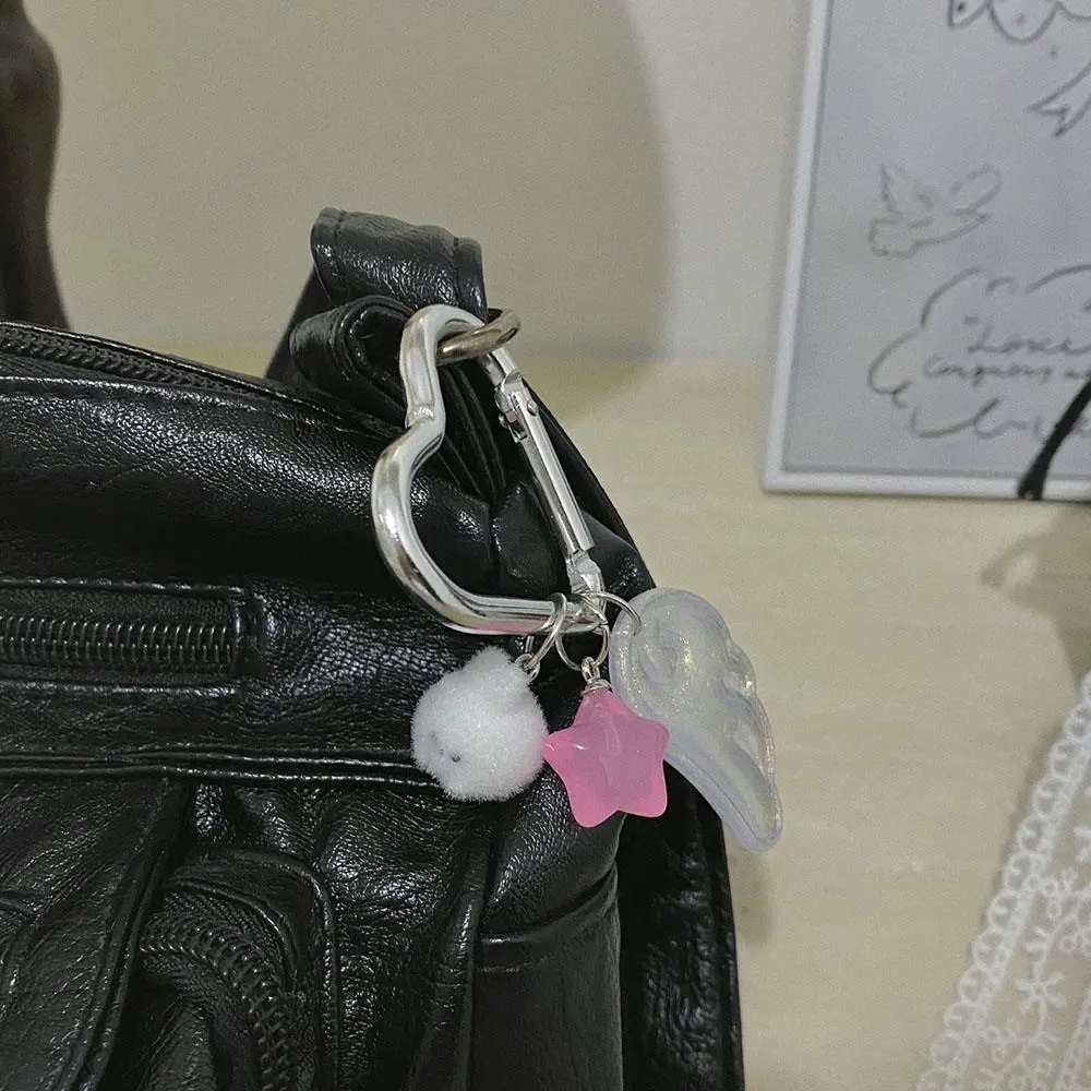 Retro Y2K Wings Japanese Magical Girl Star Keychain Unique Pink Green Design Jelly Stars Creative Couple Gifts Backpack Charm
