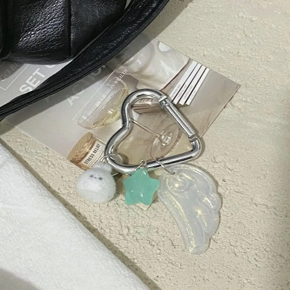 Retro Y2K Wings Japanese Magical Girl Star Keychain Unique Pink Green Design Jelly Stars Creative Couple Gifts Backpack Charm