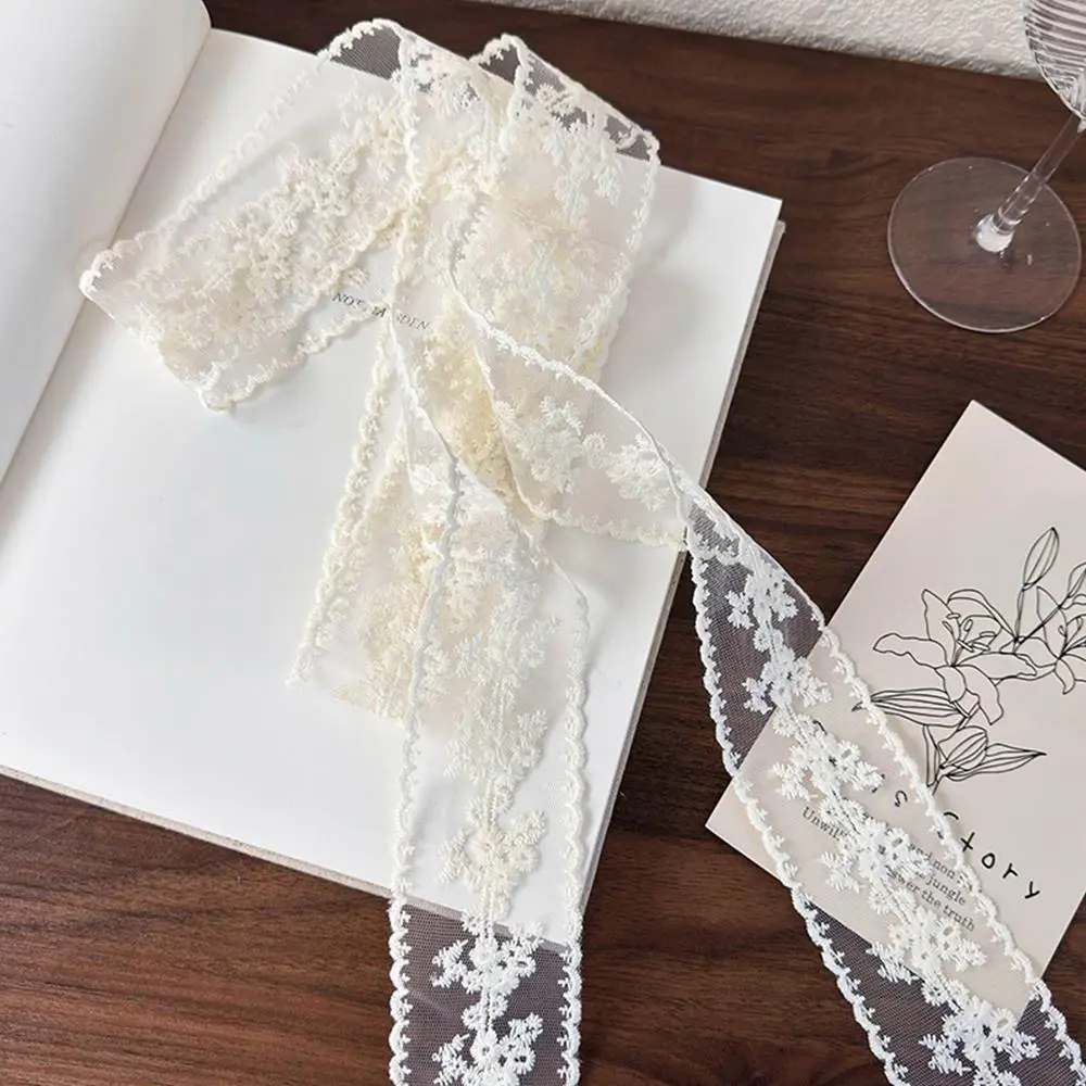 2025 Lace Floral Embroidery Long Scarf Y2K Narrow Long Scarf  For Women Korean Lace Choker Long Ribbon Scarf Shawl Headbands