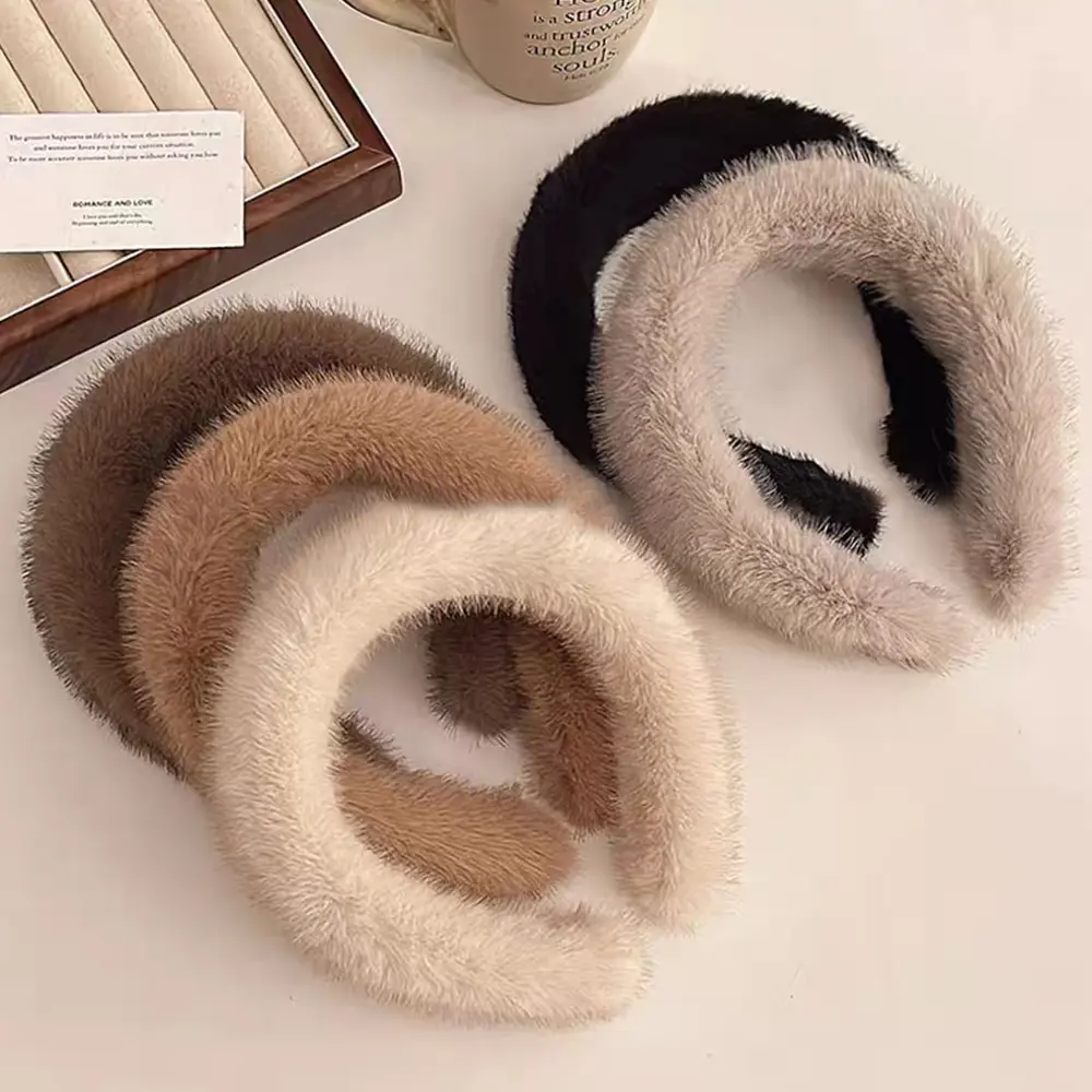 Hot Plush Faux Fur Padded Hair Hoops Autumn Winter Fluffy Furry Hair Bands Plush Thicken Headbands for Women Hair Accessories