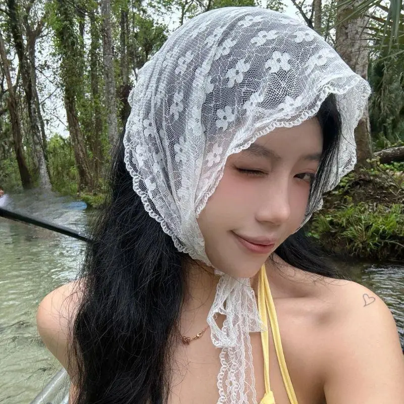 Lace Triangular Hair Scarf Headband Square Headscarf Hairband Turban Bandage Bandana Headband Women Headwarp Hair Accessories