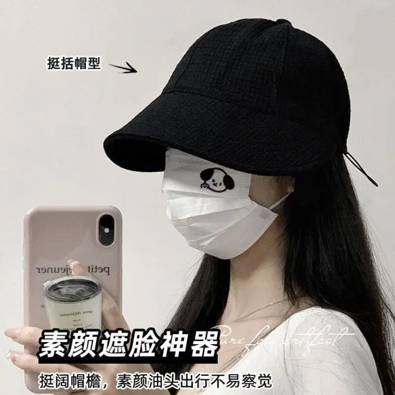 Spring And Summer Women Drawstring Waffle Baseball Cap Fashionable Sun Protection Beach Travel Sun Hat Sports Casual Bucket Hat