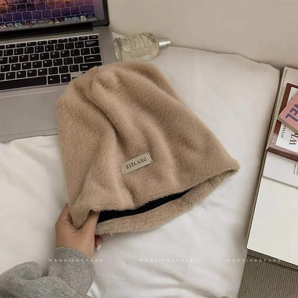 Hot Sale Rabbit Hair Plush Beanies Hats For Women Outdoor Warm Thicken Caps Soft Fleece Wool Skullies Hat Y2K Ear Protection Cap