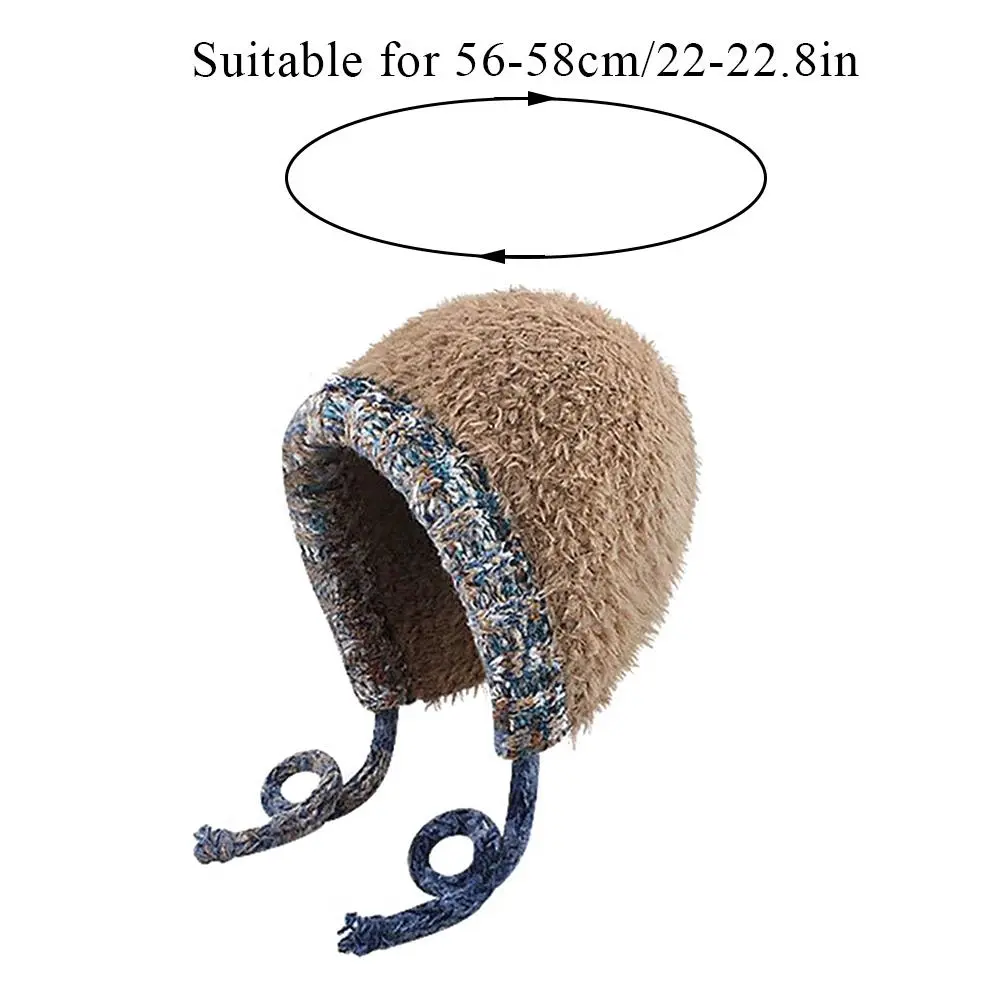 Plush Knitted Hat For Women New Autumn And Winter Thickened Warmth And Cold Resistant Woolen Hat Big Headed Cap Balaclava Hat