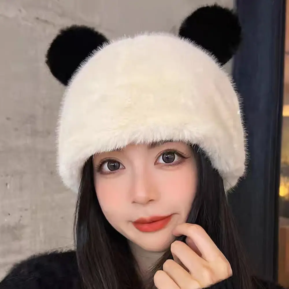 Cute Plush Female Autumn Winter Hat Little Bear Ears Lovely Anti Cold Ear Protection Cap Versatile Cute Women Thick Warm