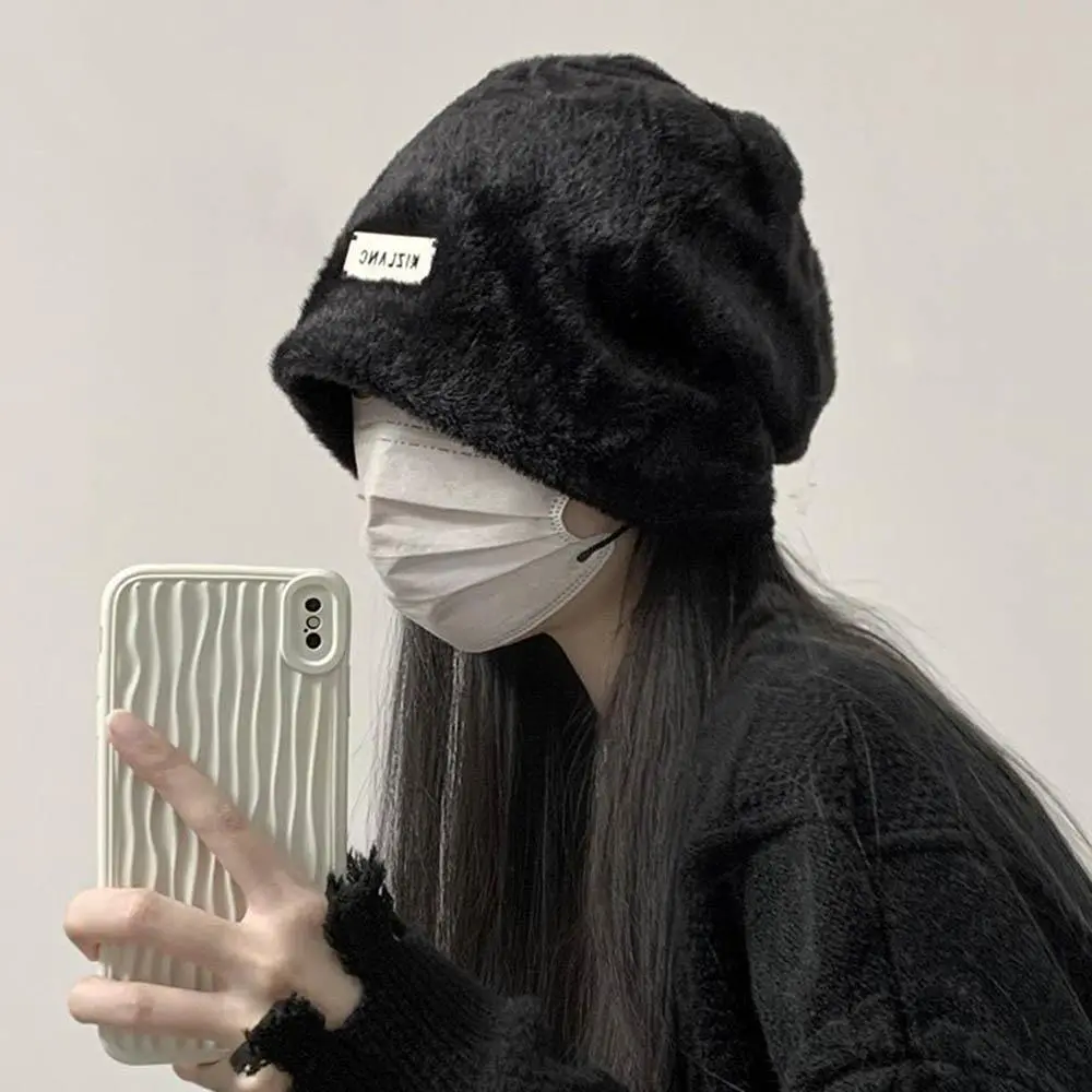 Hot Sale Rabbit Hair Plush Beanies Hats For Women Outdoor Warm Thicken Caps Soft Fleece Wool Skullies Hat Y2K Ear Protection Cap