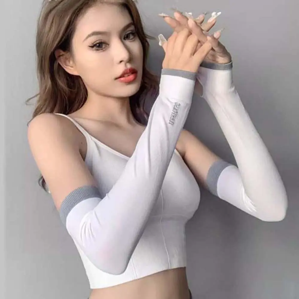2Pcs Arm Sleeves Sport Sun UV Protection Hand Cover Summer Cooling Running Fishing Arm Cover Cycling Driving Anti-UV Elbow Cover
