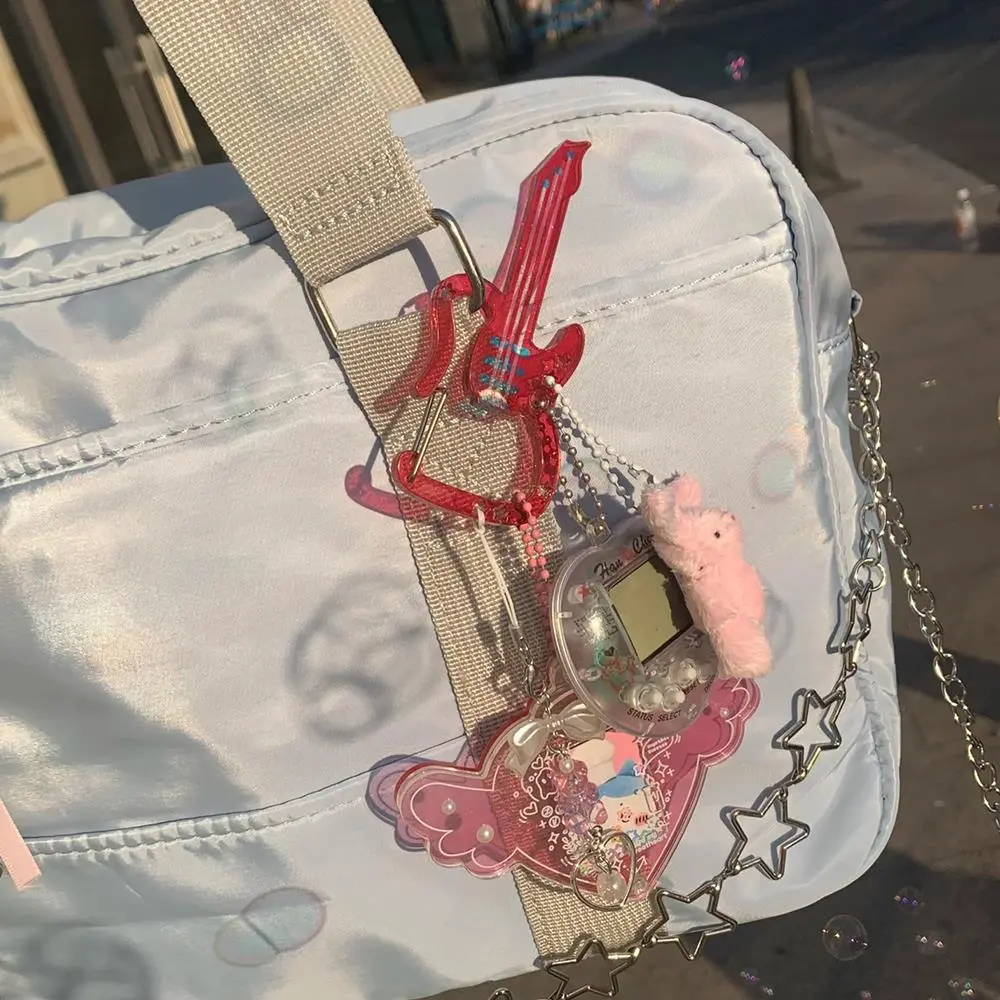 Y2K Musical Notes Shaped Keychain Carabiner Acrylic Love Heart Violin Keychains Backpack Hanging Pendant Accessories Gifts