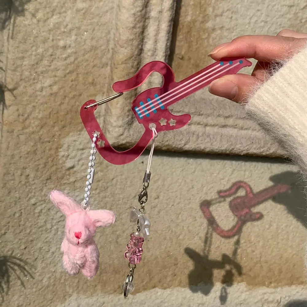 Y2K Musical Notes Shaped Keychain Carabiner Acrylic Love Heart Violin Keychains Backpack Hanging Pendant Accessories Gifts