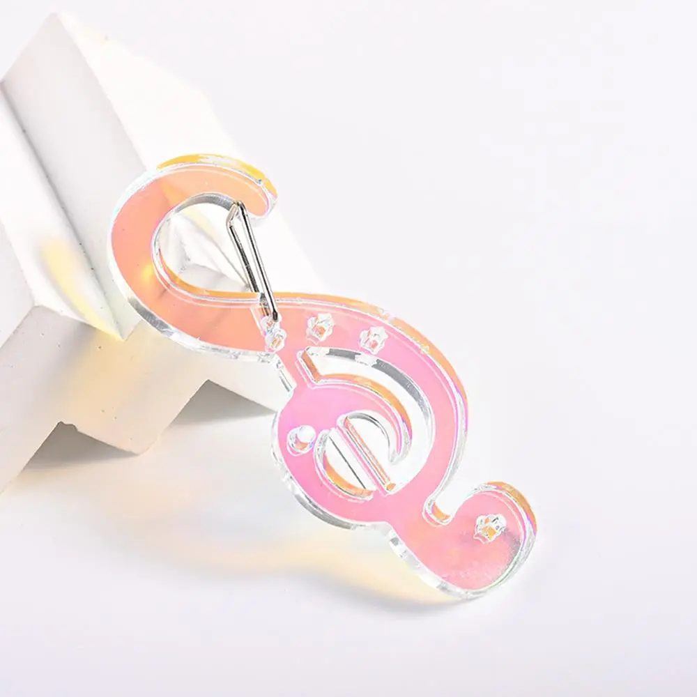 Y2K Musical Notes Shaped Keychain Carabiner Acrylic Love Heart Violin Keychains Backpack Hanging Pendant Accessories Gifts