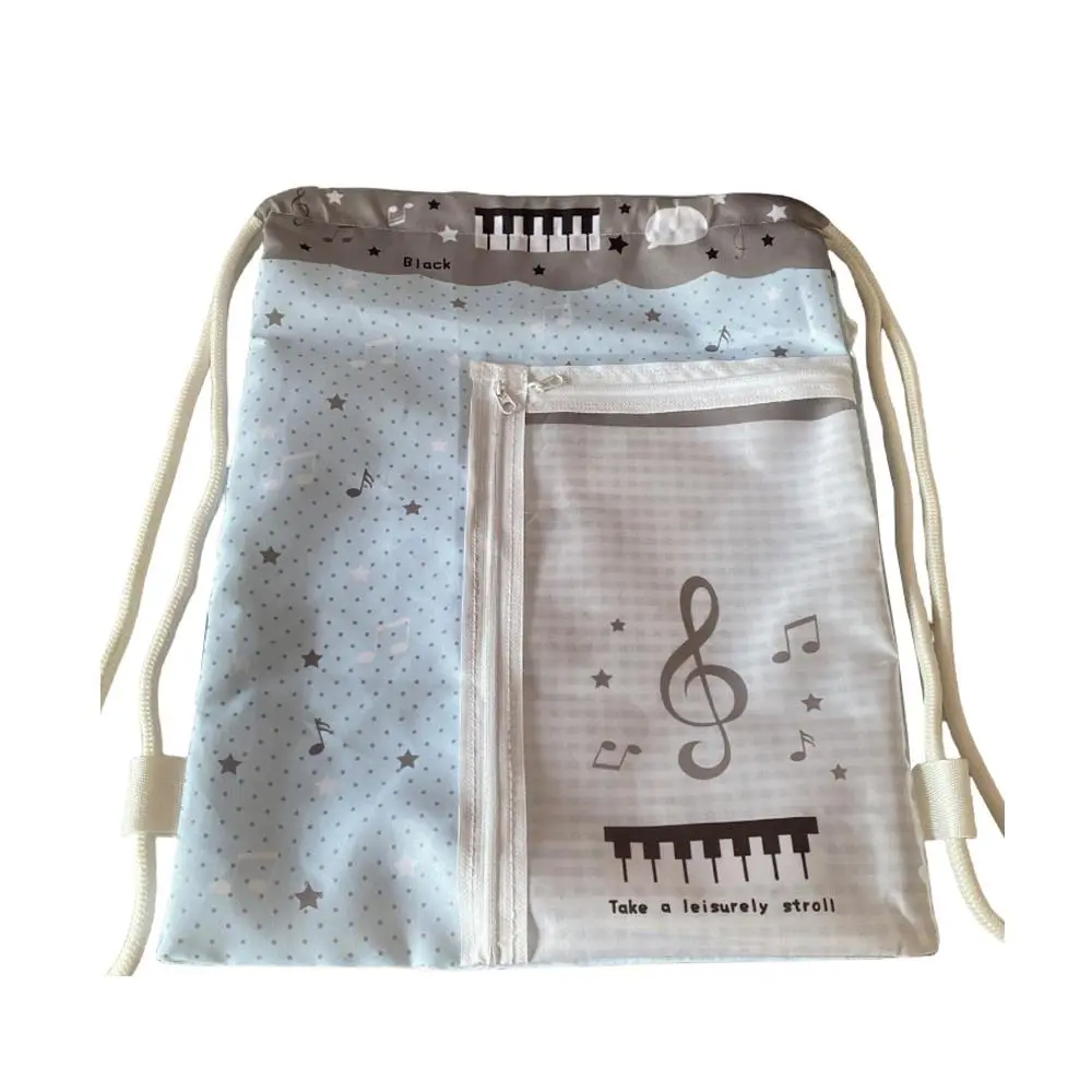 Japan Harajuku Backpacks Drawstring Backpack Badge Star Print Large Capacity Student Transparent Pockets Y2k Drawstring Bag