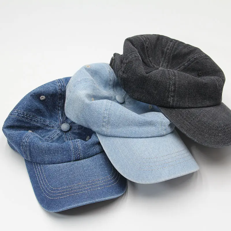 Denim hat summer light version solid color casual baseball hats female Korean version versatile corner eaves sun hat male