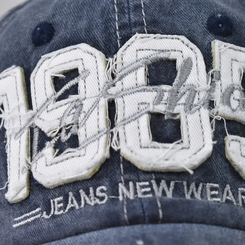 Wash to make old baseball cap tape torn hole cap cotton embroidery curved shade shade cap 1985 distress cap