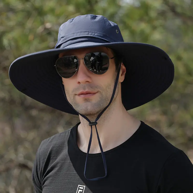 Outdoor men's sunshade hat 12cm large brim hat with face covering fishing mountaineering hat casual breathable fisherman hat