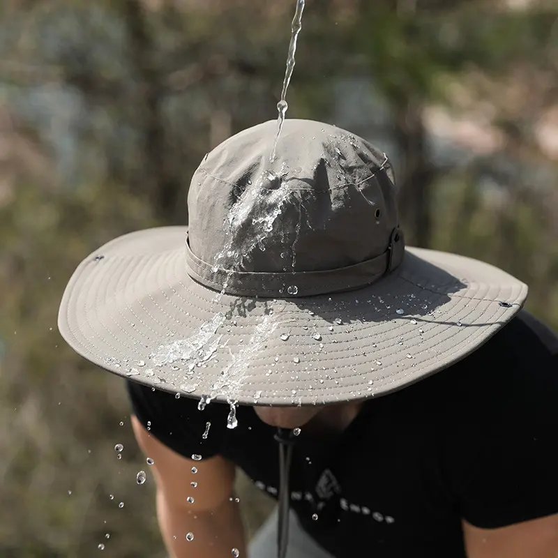 Outdoor men's sunshade hat 12cm large brim hat with face covering fishing mountaineering hat casual breathable fisherman hat
