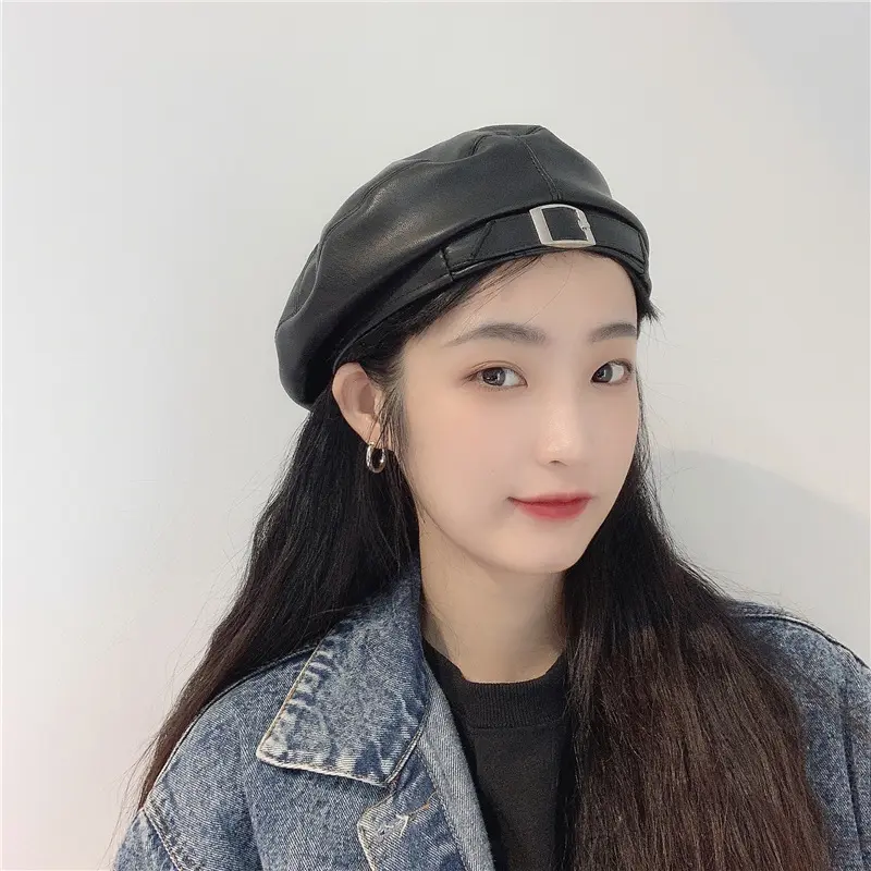 Leather Women's classic beret