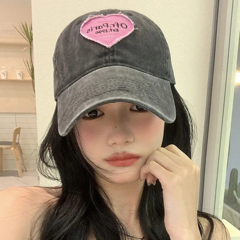 Pink Heart Baseball cap Women's jeans baseball cap