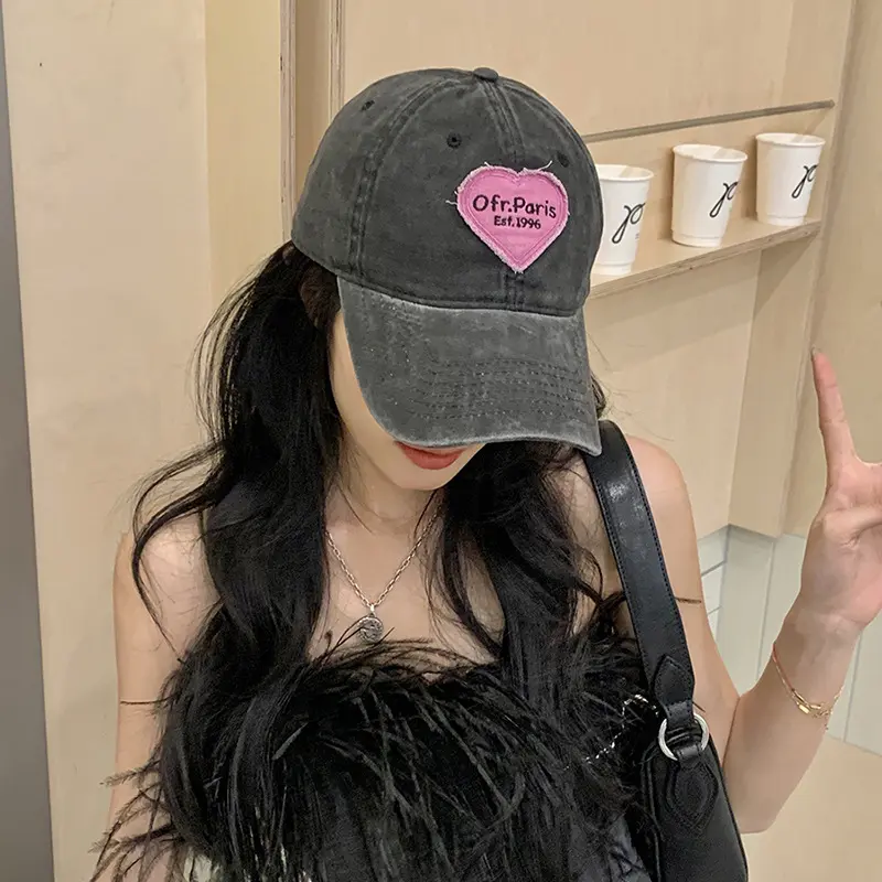 Pink Heart Baseball cap Women's jeans baseball cap