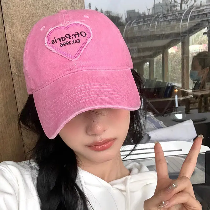 Pink Heart Baseball cap Women's jeans baseball cap