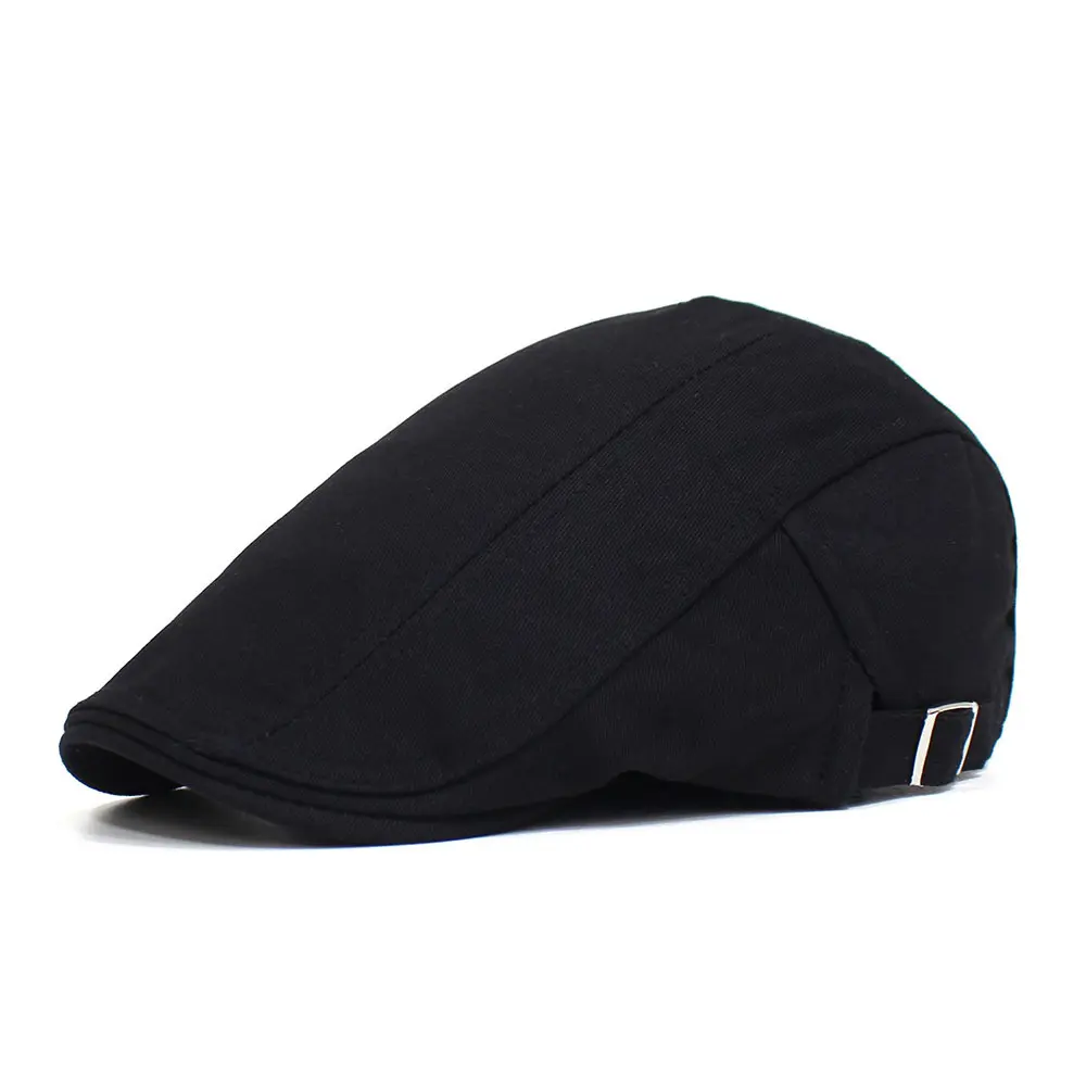 Solid color cotton front cap men's casual cap classic beret