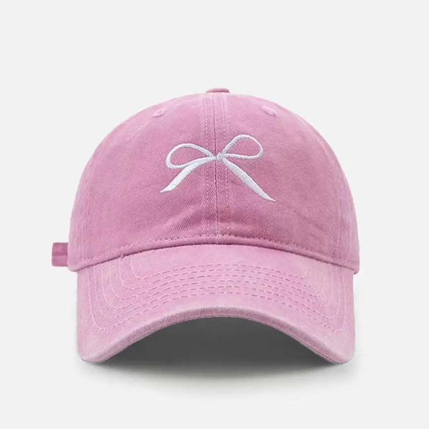Female fashion net red bow embroidered baseball cap spring summer Korean washed cap