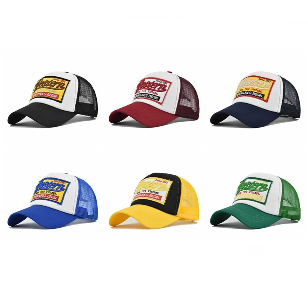 western Embroidered baseball cap Stereoscopic embroidered baseball hat Mesh cap 1985 curved sunhat