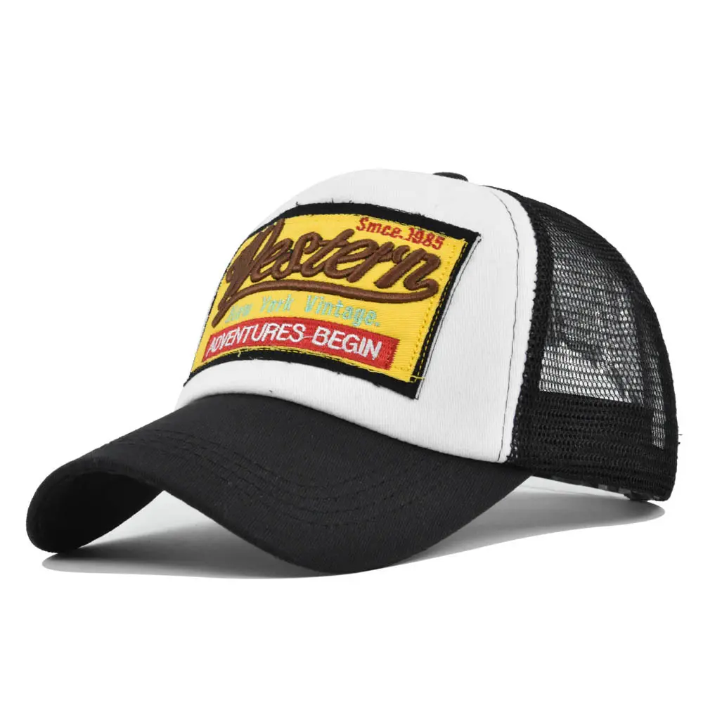 western Embroidered baseball cap Stereoscopic embroidered baseball hat Mesh cap 1985 curved sunhat