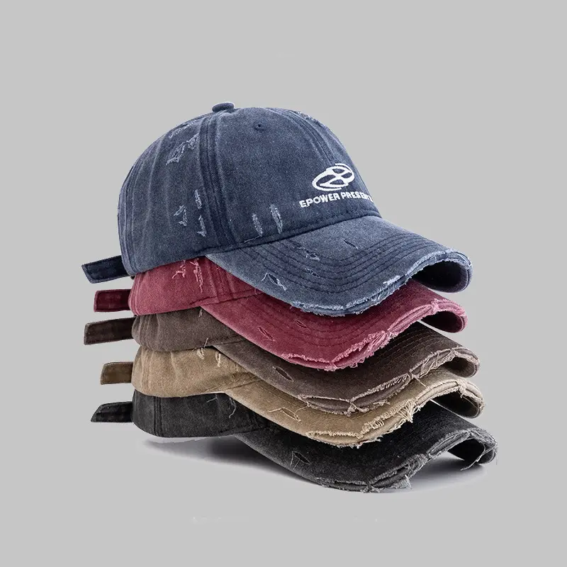American Retro Washed Distressed Women's Baseball Cap Face Slimming Japanese Style Summer Sun Protection Hat with Letter Design