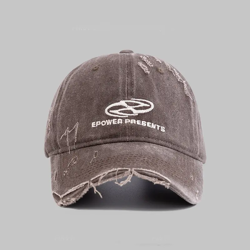 American Retro Washed Distressed Women's Baseball Cap Face Slimming Japanese Style Summer Sun Protection Hat with Letter Design