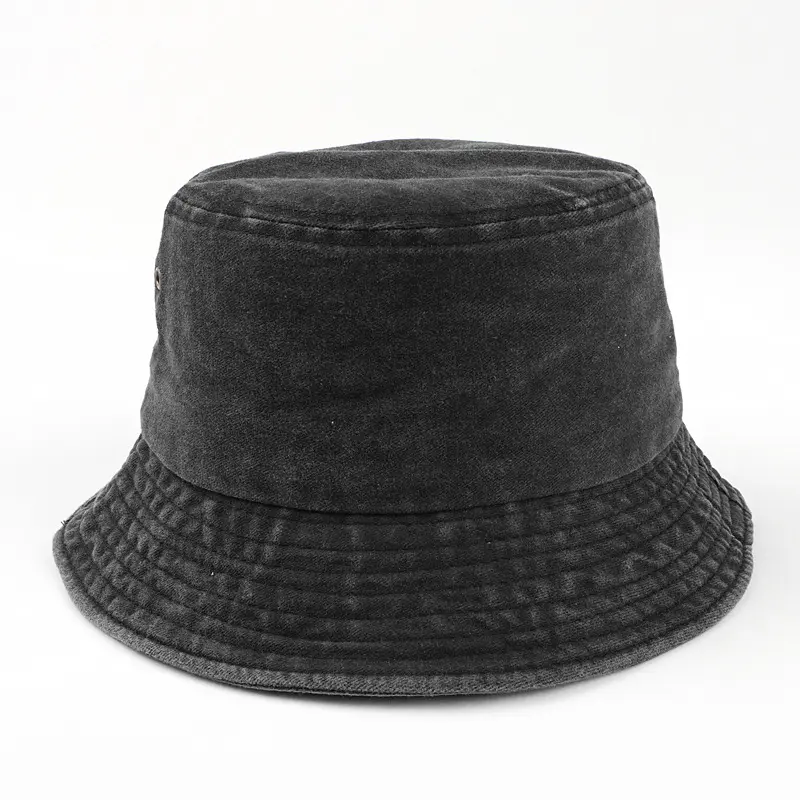 Washed smooth plate Fisherman's hat large brim cotton solid color breathable visor hat