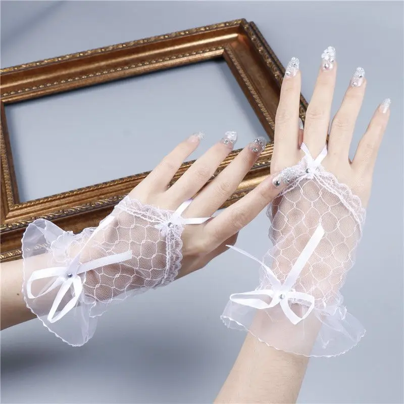 Gothic Short Black Gloves Female Harajuku Lace Bridal Wedding Halloween