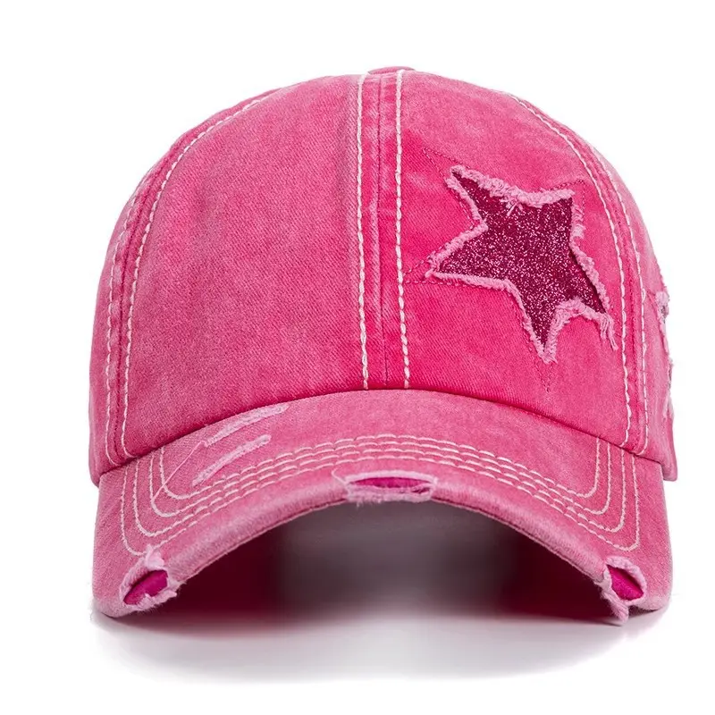 Retro baseball cap Female spring and summer Korean version of the big head circumference face duckling cap pink