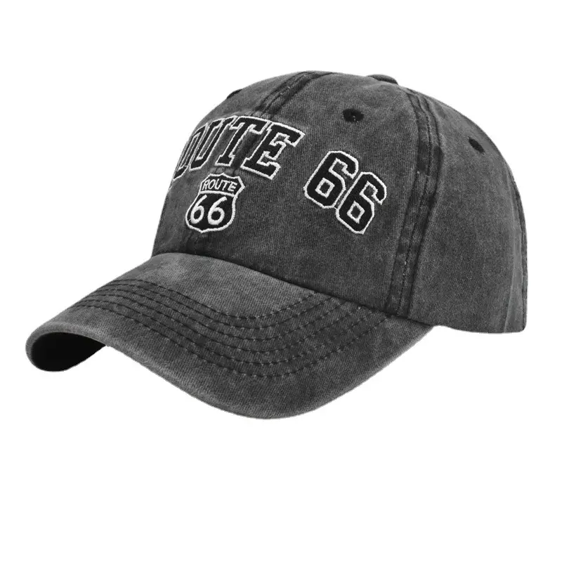 ROUTE 66 Embroidered baseball cap Trend baseball hat  Cowboy hat visor hat