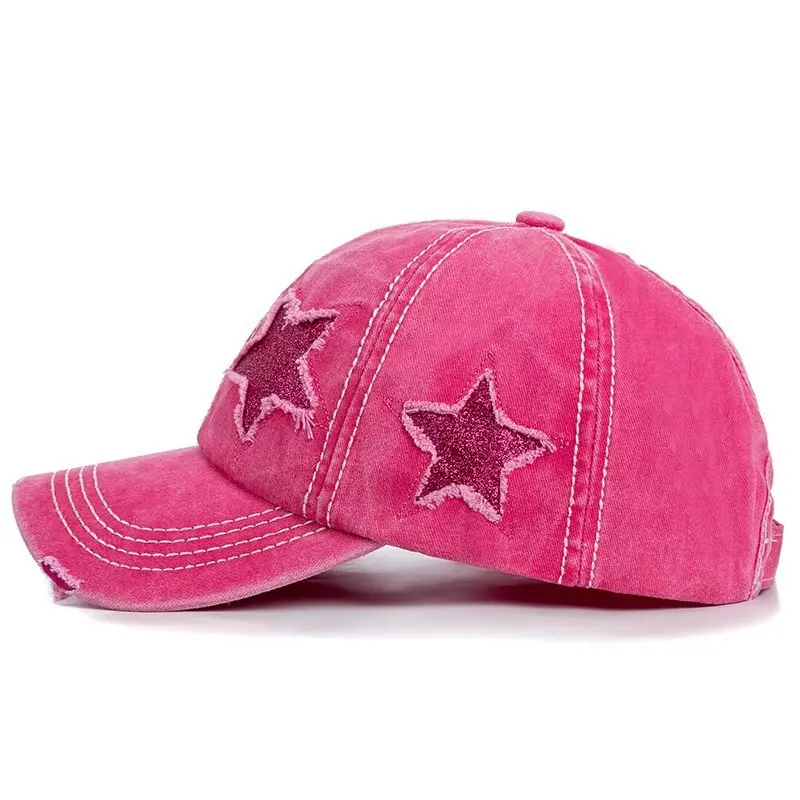 Retro baseball cap Female spring and summer Korean version of the big head circumference face duckling cap pink