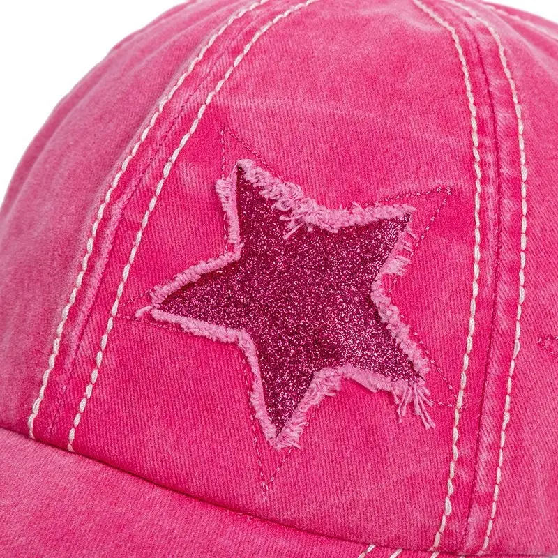 Retro baseball cap Female spring and summer Korean version of the big head circumference face duckling cap pink