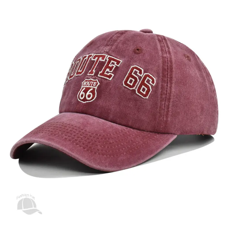 ROUTE 66 Embroidered baseball cap Trend baseball hat  Cowboy hat visor hat