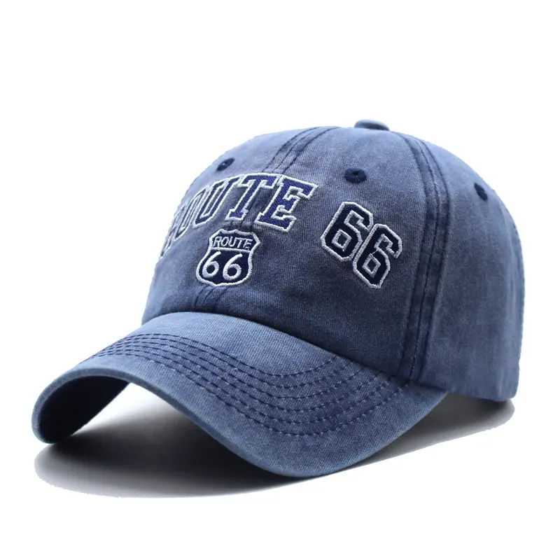 ROUTE 66 Embroidered baseball cap Trend baseball hat  Cowboy hat visor hat
