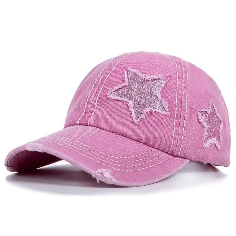 Retro baseball cap Female spring and summer Korean version of the big head circumference face duckling cap pink