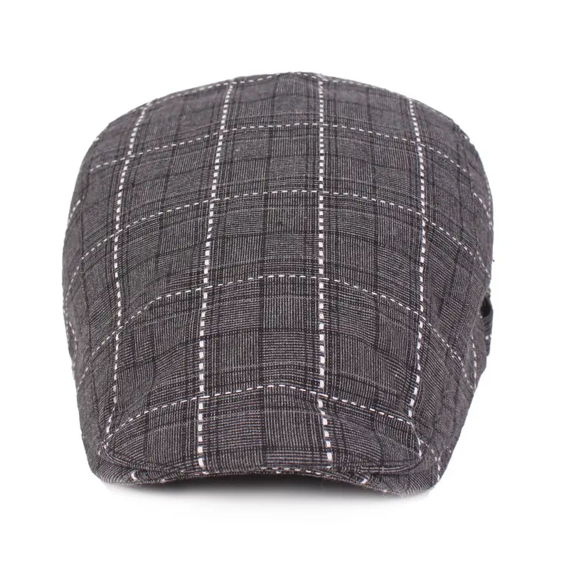 Men's Plaid Retro Beret Hat Quirky Youth Advancing Cap Travel Beret for Middle-Aged People