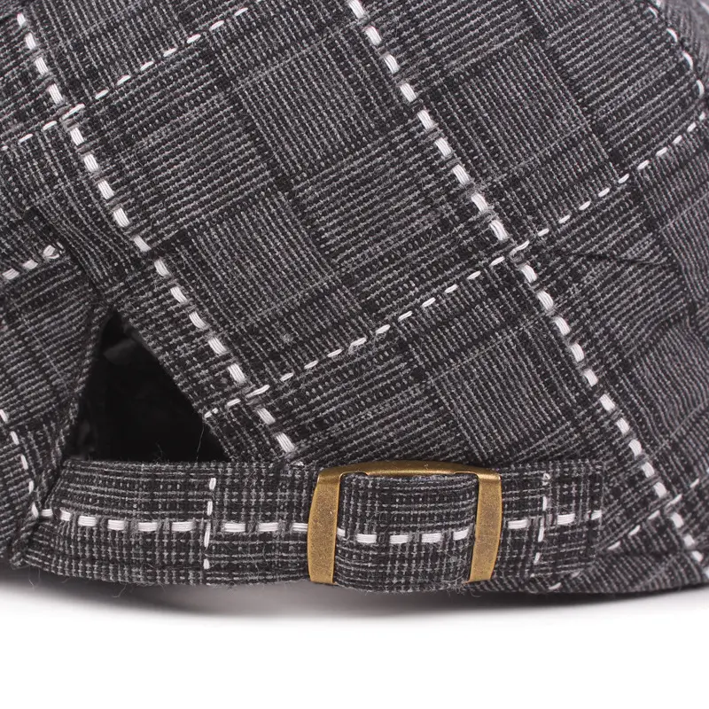 Men's Plaid Retro Beret Hat Quirky Youth Advancing Cap Travel Beret for Middle-Aged People