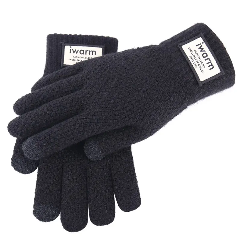 Gloves Men's winter knit outdoor riding windproof large size fleece thickened touch screensaver warm glove