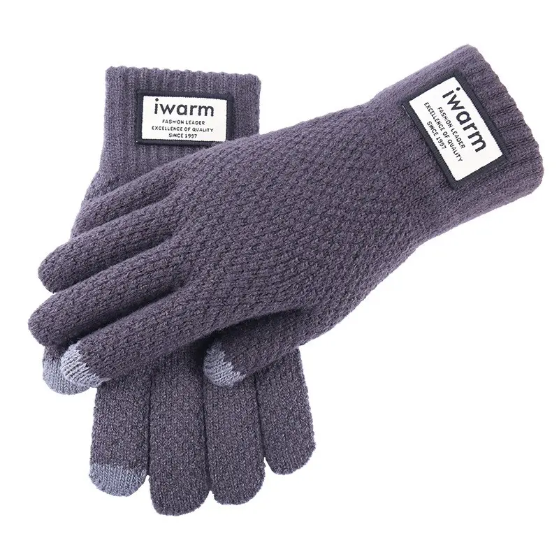 Gloves Men's winter knit outdoor riding windproof large size fleece thickened touch screensaver warm glove
