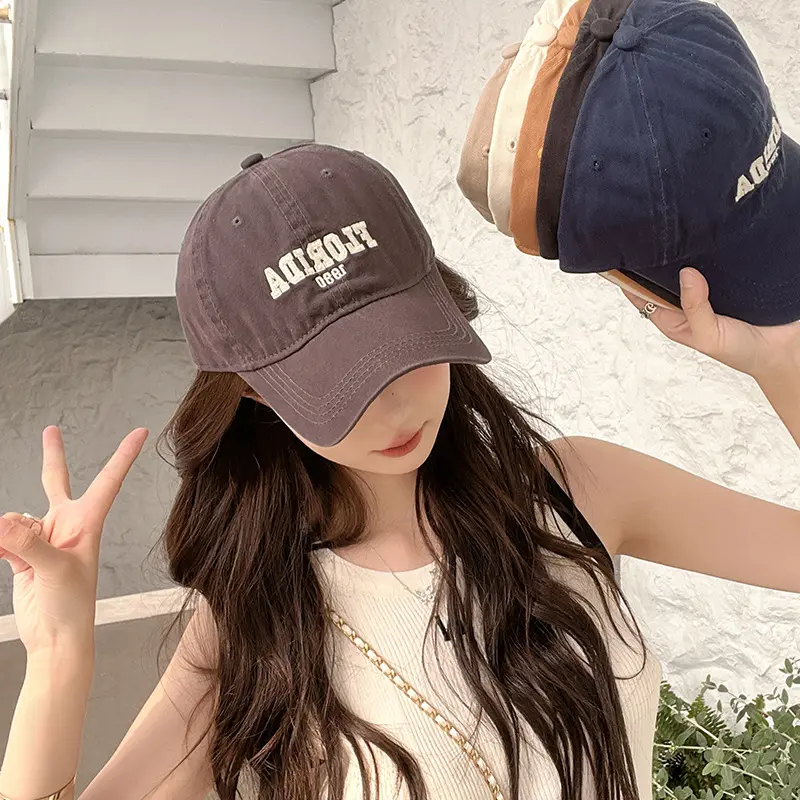 Spring and autumn washed cotton letter embroidery duck hat outdoor travel male sun protection baseball cap