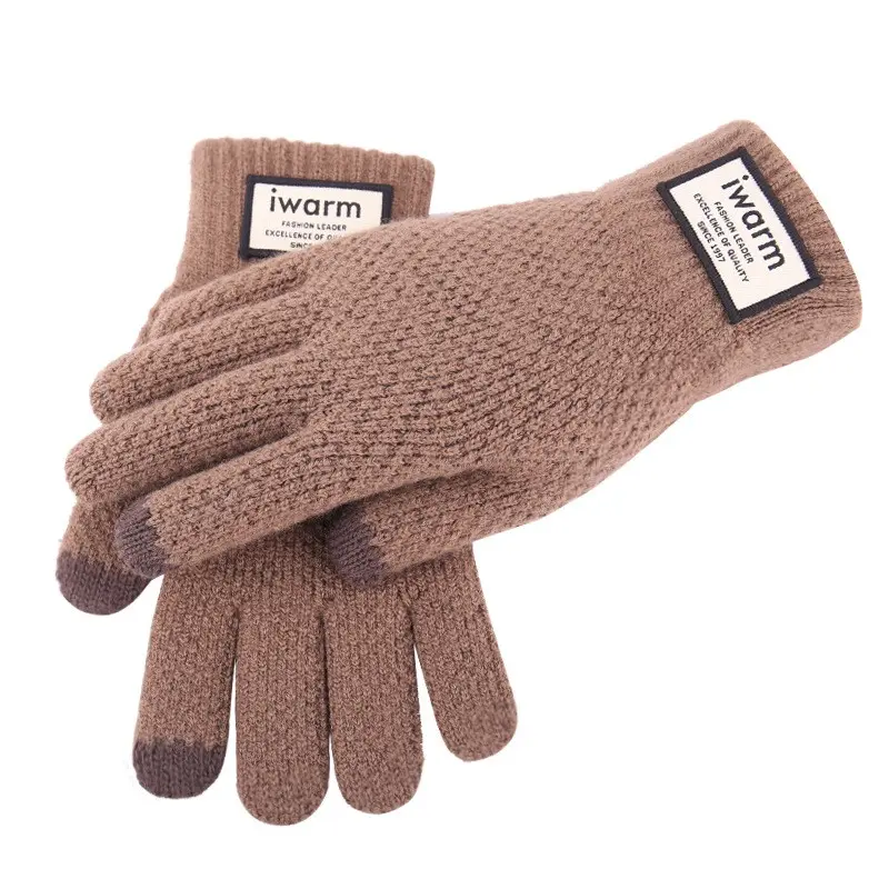 Gloves Men's winter knit outdoor riding windproof large size fleece thickened touch screensaver warm glove